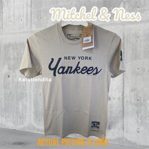 Mitchell & Ness New York Yankees Men's Cooperstown Collection Cream Shirt Sz Sm